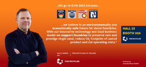 We go to GIFA because we believe in an environmentally and economically safe future for metal foundries. With our innovative technology and SaaS business model we support foundries to preserve rare and prestige virgin sand, reduce C02 footprint of casted 