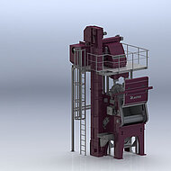 Modern steel belt conveyor shot blast machine in action