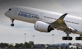 The Airbus A350 XWB takes to the skies