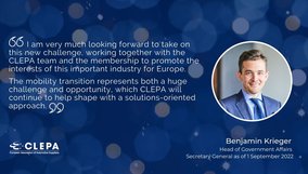 Benjamin Krieger to become CLEPA's Secretary General as of September 2022  