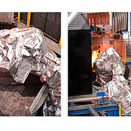 KUKA - KR 1000 titan F casts molten iron at Georg Fischer