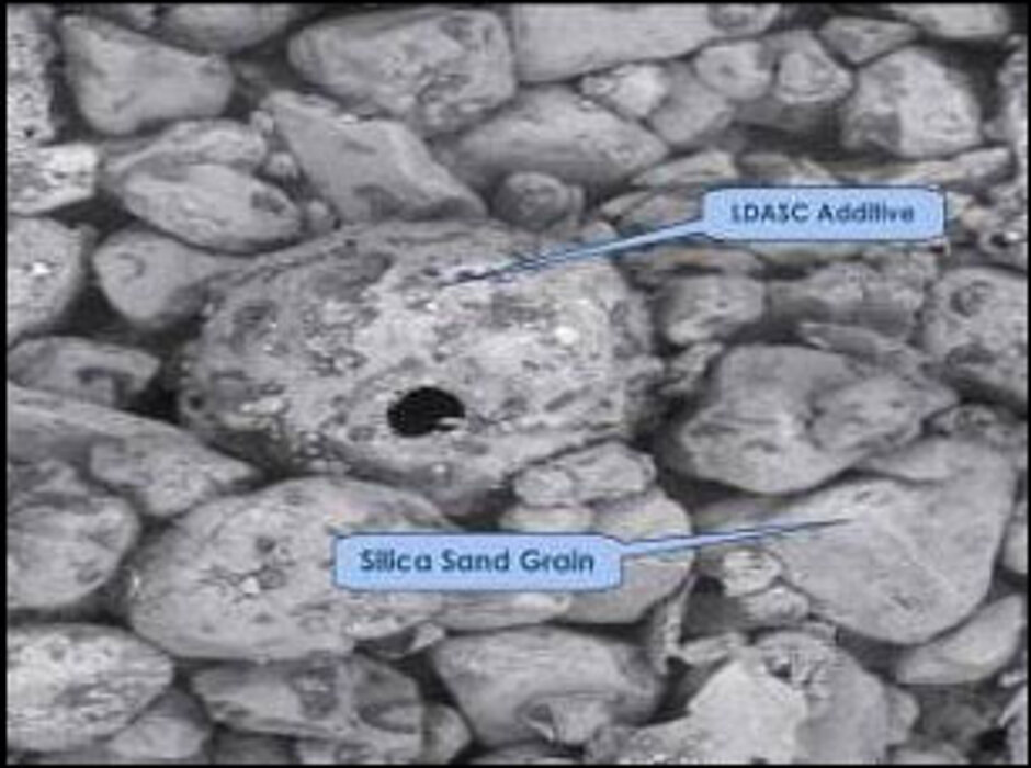 [Translate to Deutsch:] Figure 1: This photo shows a mixture of LDASC and silica sand