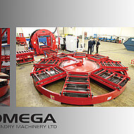 Endeco Omega 8-station carousel moulding line installed at wear resistant product manufacturing foundry