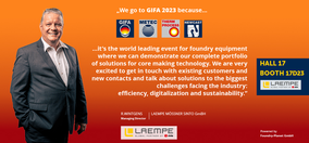 We got to GIFA 2023 because it’s the world leading event for foundry equipment where we can demonstrate our complete port We are very excited to get in touch with existing customers and new contacts and talk about solutions...