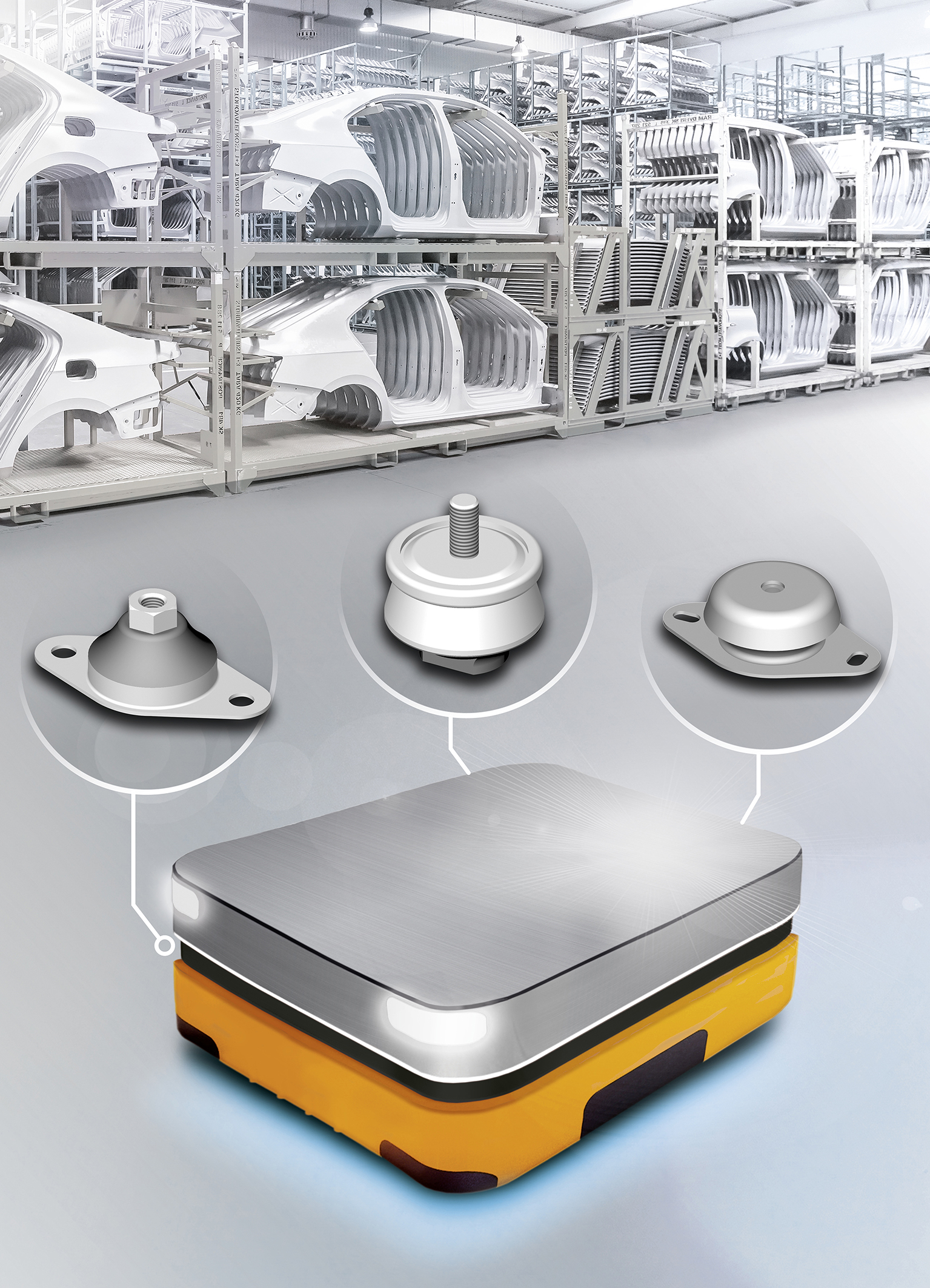 For Intralogistics of the Future: Mounting Components Protect Self-Driving Transport Systems
